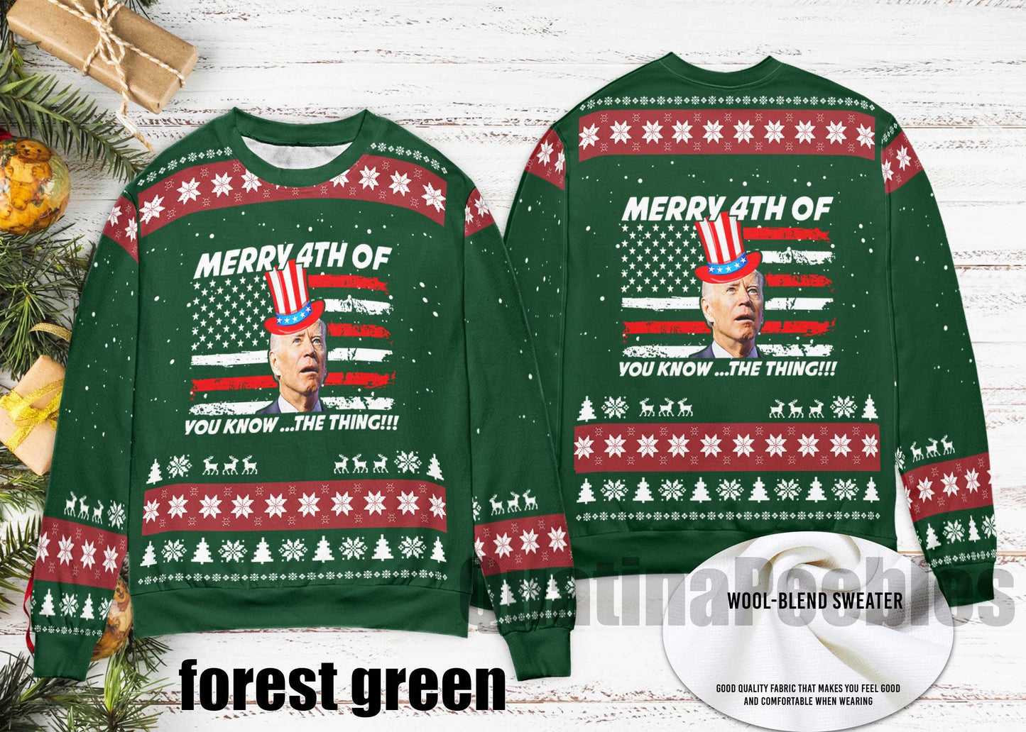 Funny Joe Biden Merry 4th Of You Know...The Thing Ugly Christmas Sweater, Happy Easter Funny Xmas, Joe Ugly Sweater Xmas, Gift For Men Women