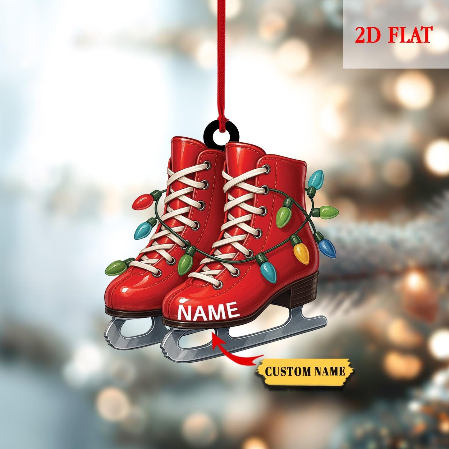Personalized Roller Skate, Roller Derby Christmas Light Car Ornament, Love Roller Skate Christmas Ornament,  Xmas Tree Decor Gift