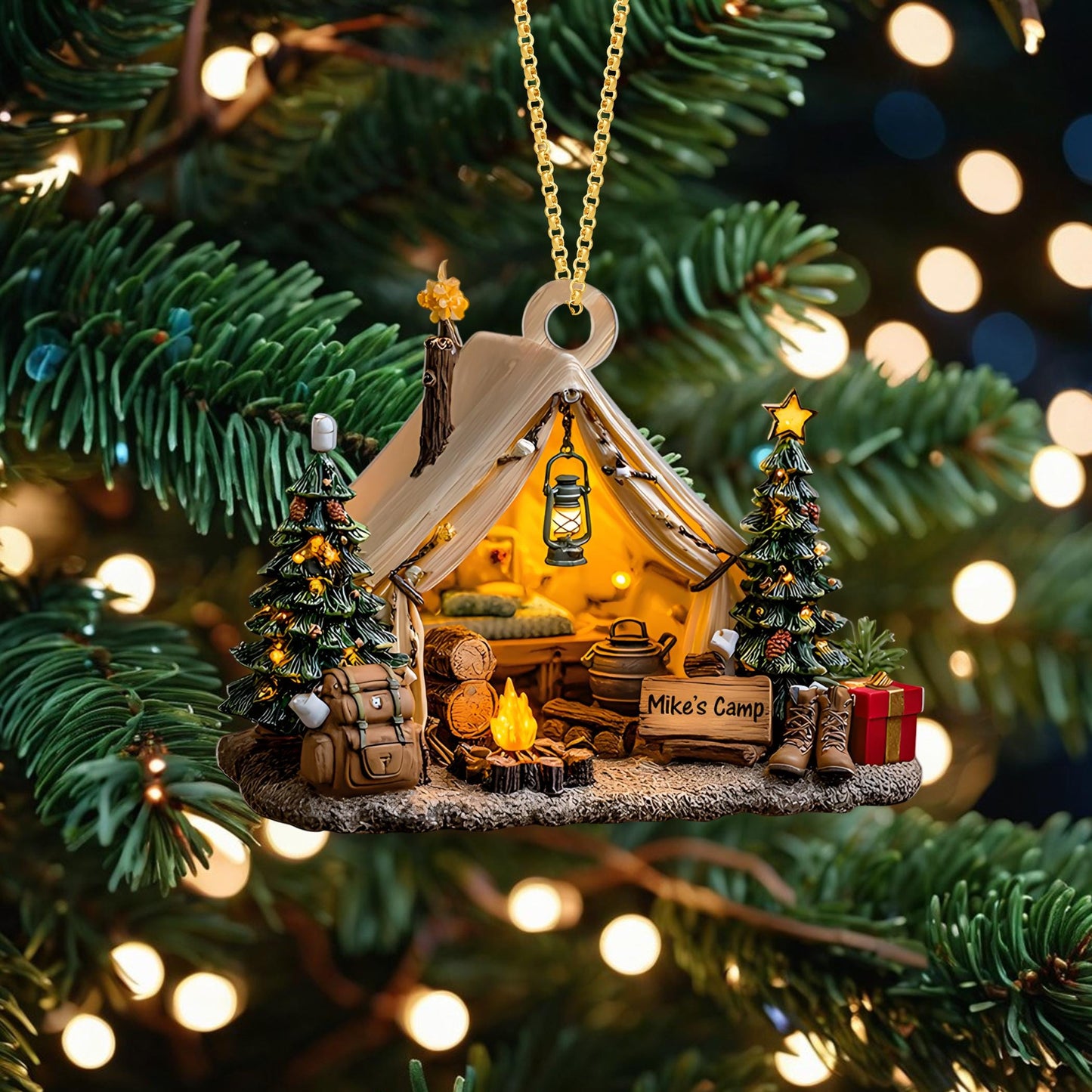 Personalized Name Camping Ornaments for Christmas Tree 2025, Camper Christmas Ornaments, Xmas Decoration, 2D Flat Acrylic Christmas Ornament