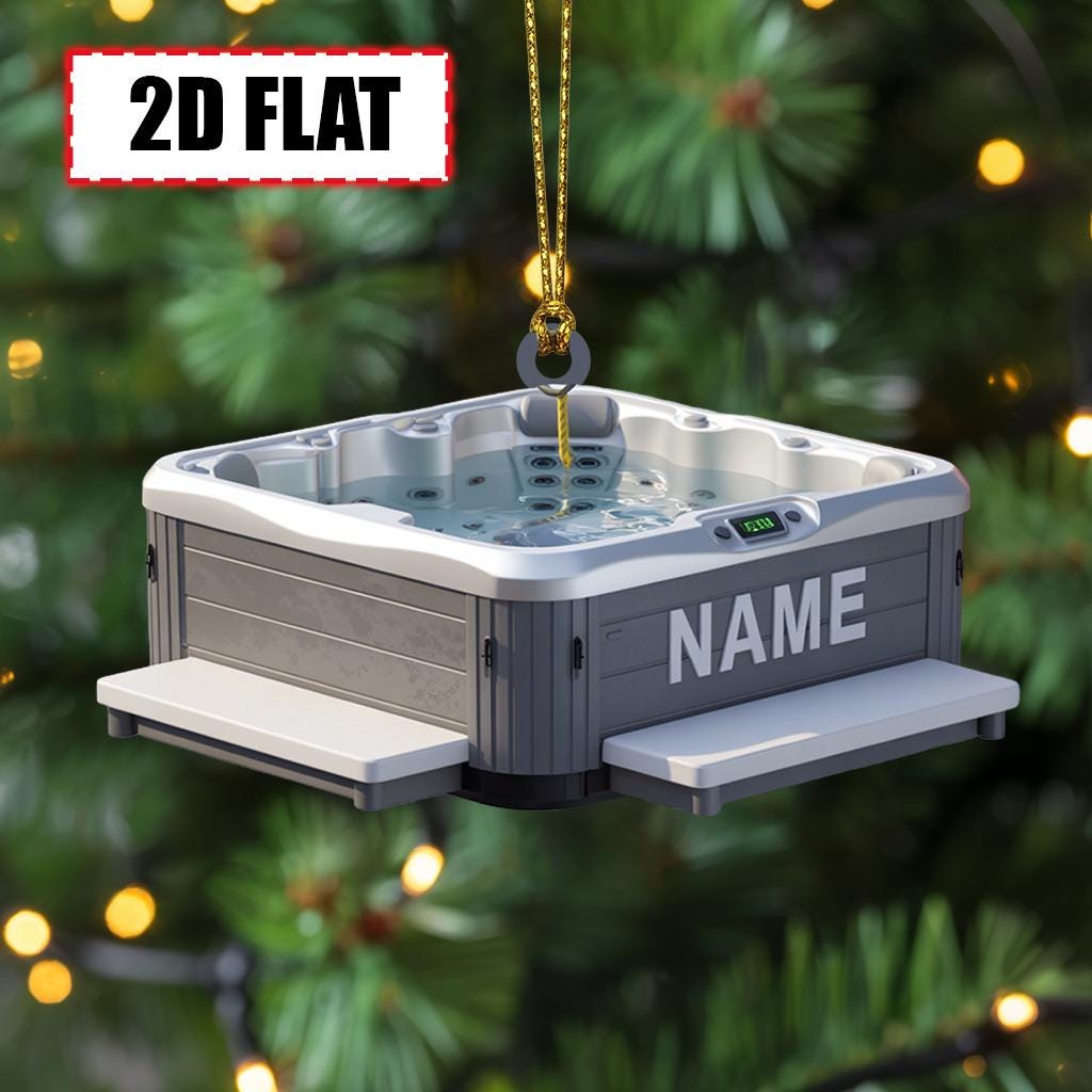 Personalized Hot Tub Christmas Ornament Tree Hanging Decor Flat 2D Acrylic Custom Spa Gift for Relaxation Lovers, Pool Owners, Family Friend
