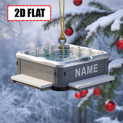 Personalized Hot Tub Christmas Ornament Tree Hanging Decor Flat 2D Acrylic Custom Spa Gift for Relaxation Lovers, Pool Owners, Family Friend