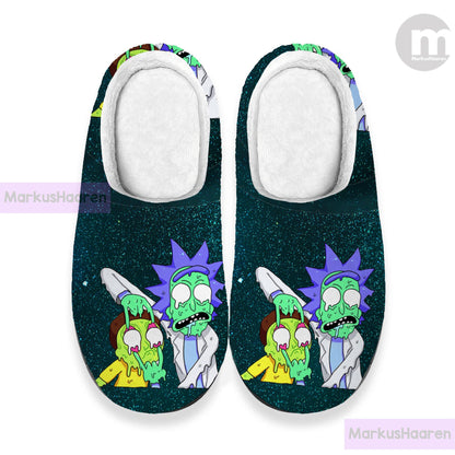 Personalized Name Rick and Morty 3D All Over Print Slipper, Custom Rubber Slipper, Winter Slipper, Cotton Slipper, Christmas Slippers