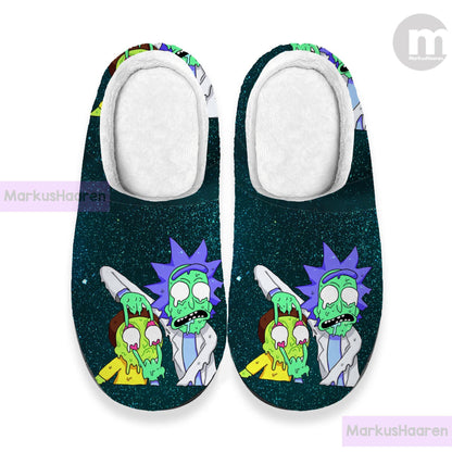 Personalized Name Rick and Morty 3D All Over Print Slipper, Custom Rubber Slipper, Winter Slipper, Cotton Slipper, Christmas Slippers