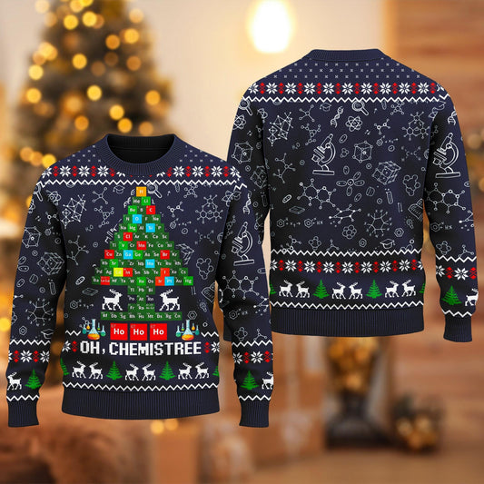 Chemistree Christmas Ugly Sweater, Chemistry Teacher Sweatshirt, Science Teacher Xmas Holiday Gift, Chemist Christmas Tree Shirt