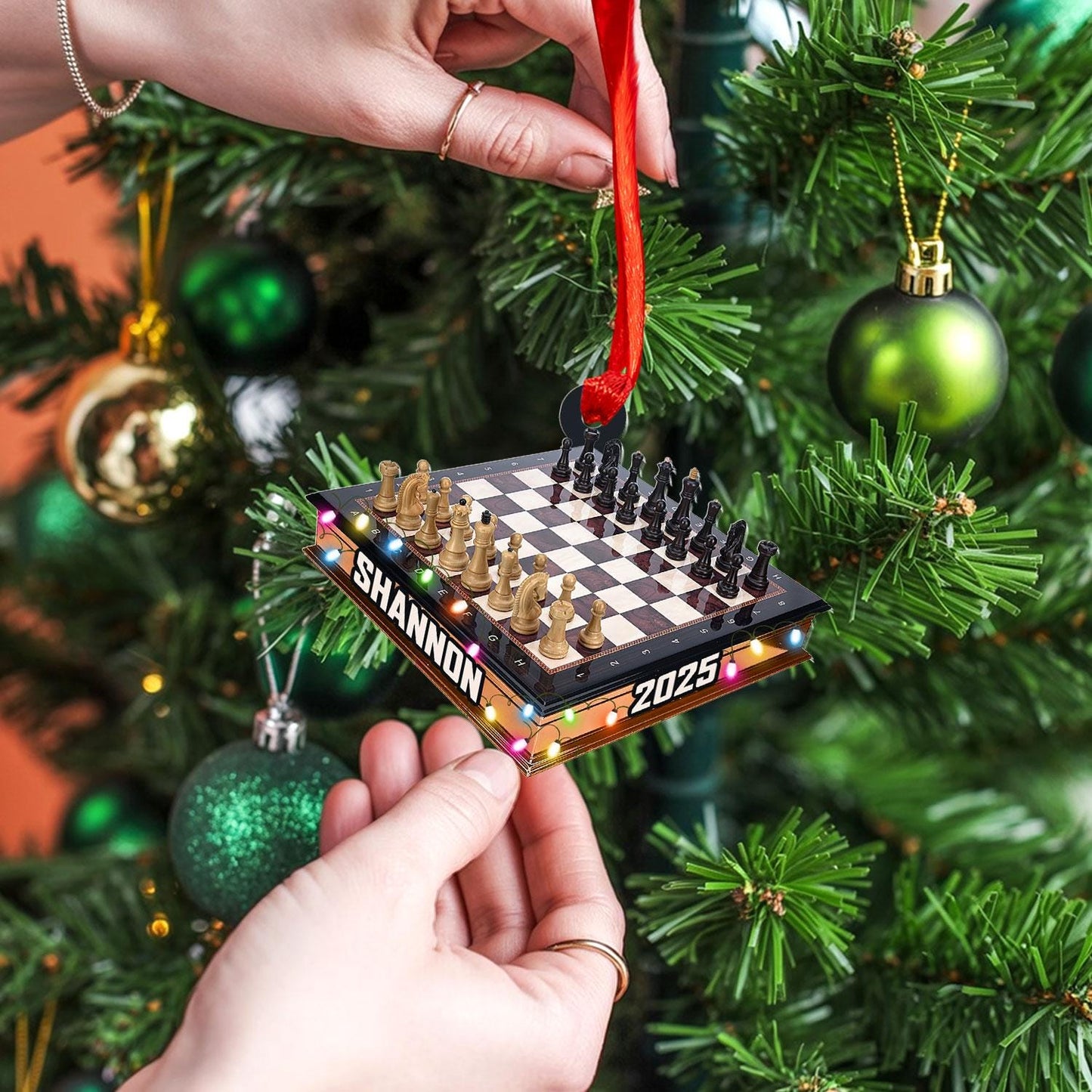 Personalized Chess Board Ornament, Custom Chess Player Gift, Chess Lover Christmas Decor, Chess Club Gift