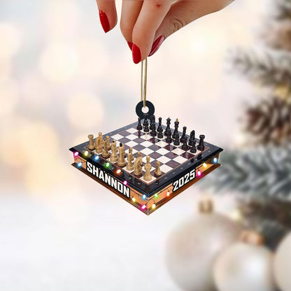 Personalized Chess Board Ornament, Custom Chess Player Gift, Chess Lover Christmas Decor, Chess Club Gift