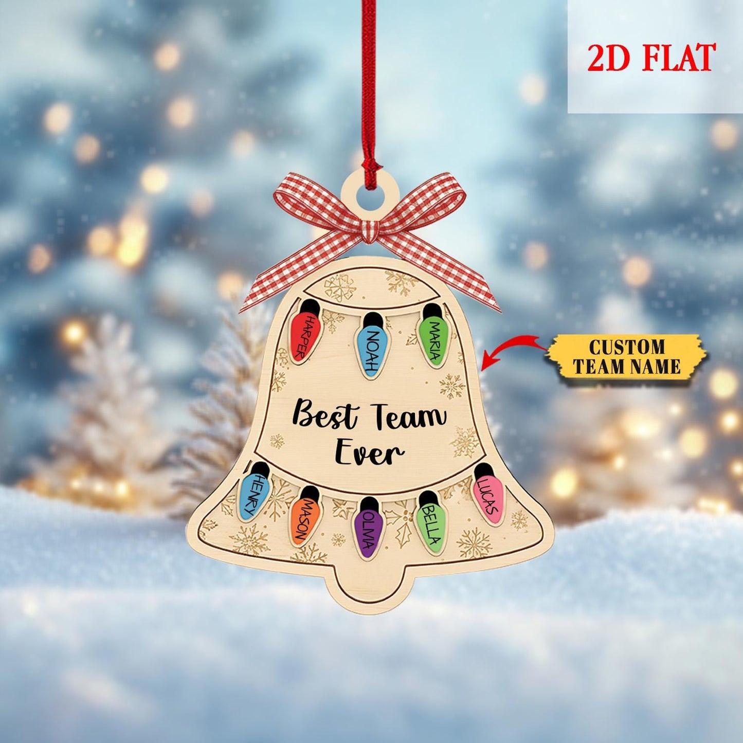 Personalized Ornament Best Team Ever bell Shaker Ornament, Coworker Gift, Corporate Gift,Employee Ornaments,Team Gif,Appreciation Gifts