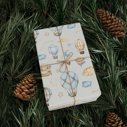 Watercolor Hot Air Balloon Wrapping Paper: Whimsical Adventure, Boys Gift Wrap