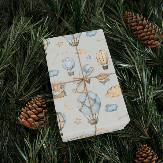 Watercolor Hot Air Balloon Wrapping Paper: Whimsical Adventure, Boys Gift Wrap
