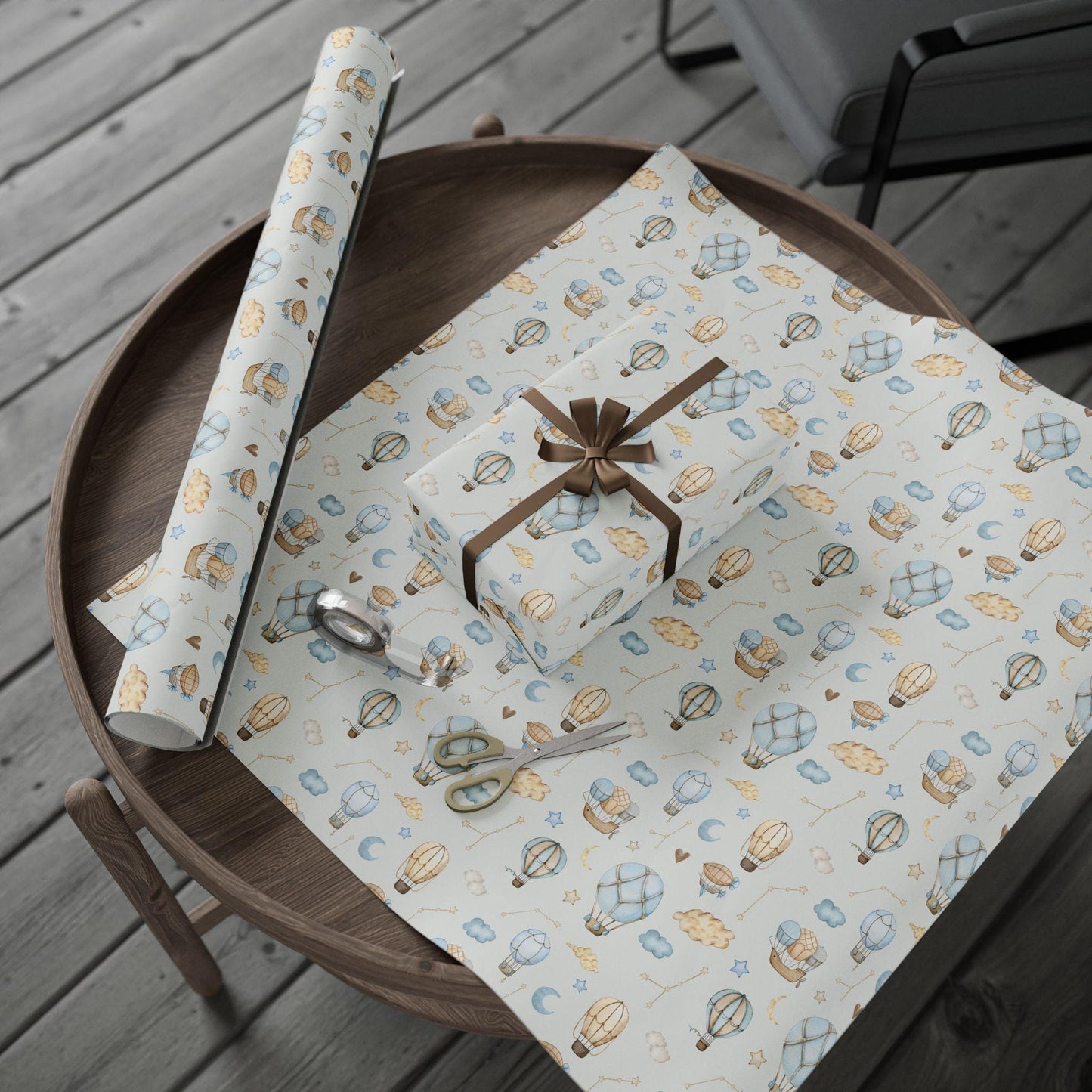 Watercolor Hot Air Balloon Wrapping Paper: Whimsical Adventure, Boys Gift Wrap