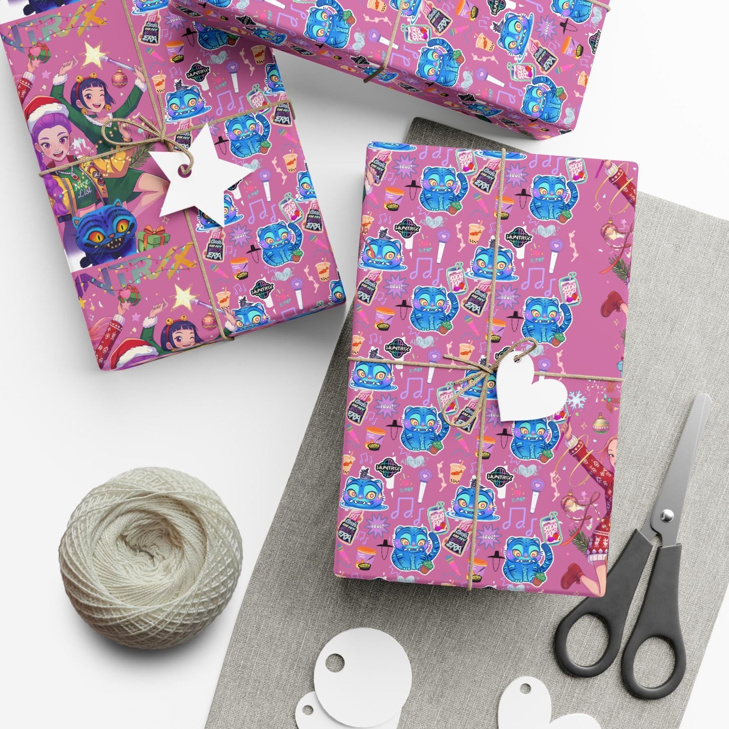 KPOP Demon Hunter Wrapping Paper, Holiday Gift Wrap for Huntrix Fans, Saja Boys Christmas Wrapping, DERPY TIGER Design, Wrapping Paper Rolls