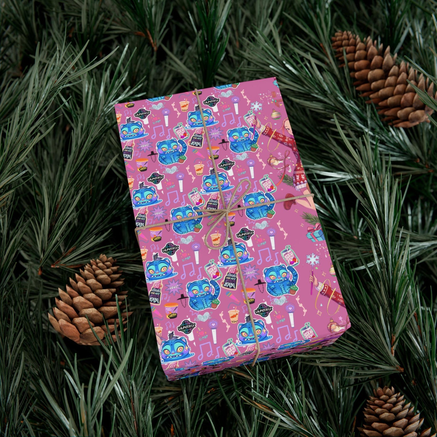 KPOP Demon Hunter Wrapping Paper, Holiday Gift Wrap for Huntrix Fans, Saja Boys Christmas Wrapping, DERPY TIGER Design, Wrapping Paper Rolls