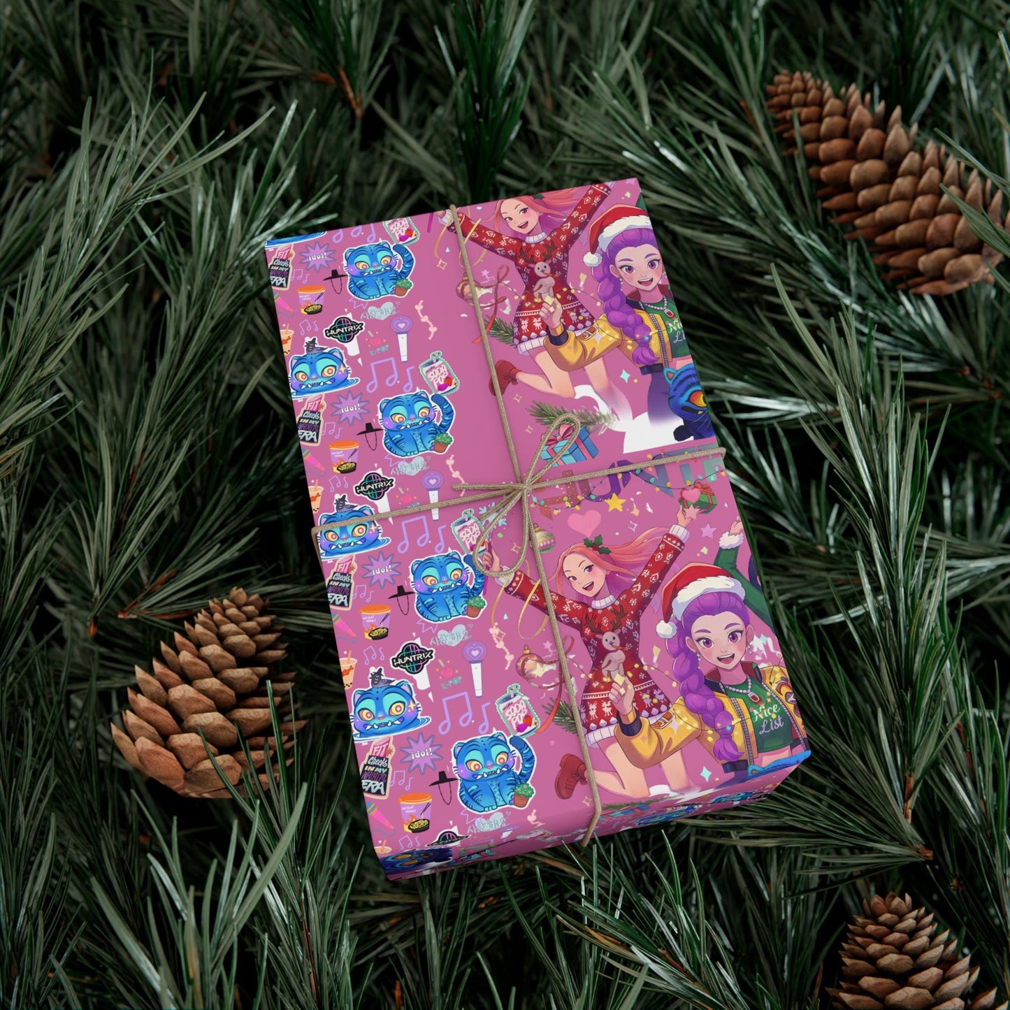 KPOP Demon Hunter Wrapping Paper, Holiday Gift Wrap for Huntrix Fans, Saja Boys Christmas Wrapping, DERPY TIGER Design, Wrapping Paper Rolls