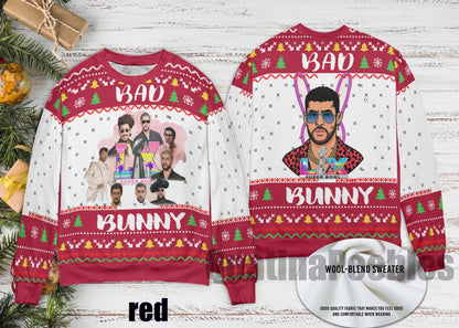 Bad Bunny Bowl 2026 Halftime Show Christmas Sweater, Bad Bunny Ugly Christmas Sweater, Benito Bowl Sweater for Family,Christmas Ugly Sweater