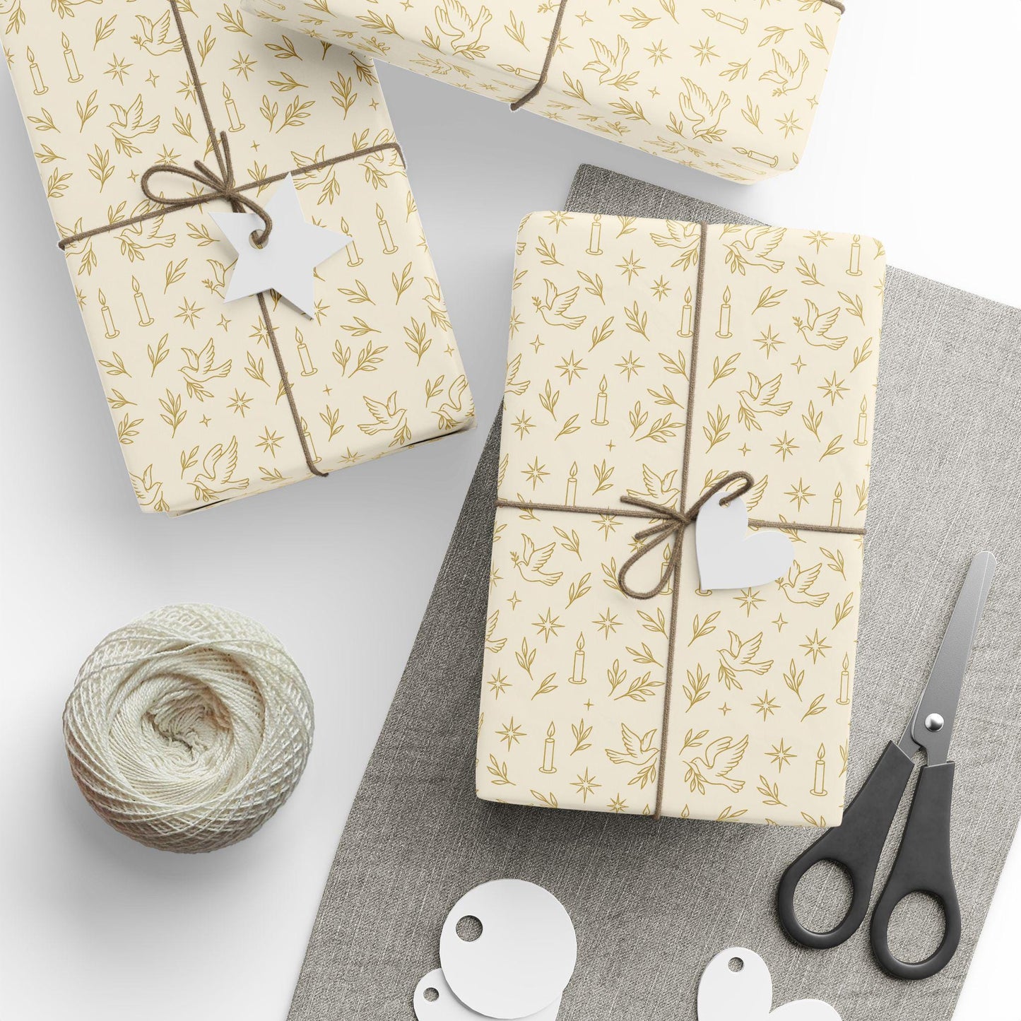 Vintage Christian Christmas Wrapping Paper, Luxury Holiday Gift Wrap, Peace Dove Design, Religious Christmas Paper Roll