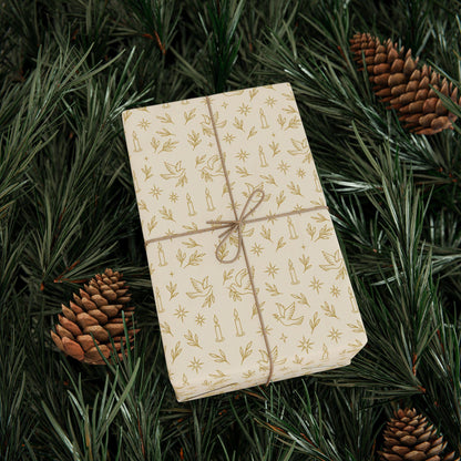 Vintage Christian Christmas Wrapping Paper, Luxury Holiday Gift Wrap, Peace Dove Design, Religious Christmas Paper Roll