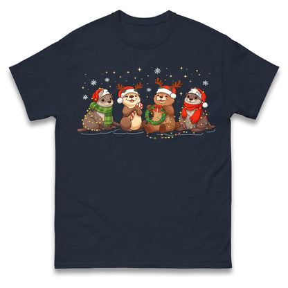 Holiday Otters Festive Christmas Jumper, Xmas Funny Otters Hoodie, Christmas T Shirt