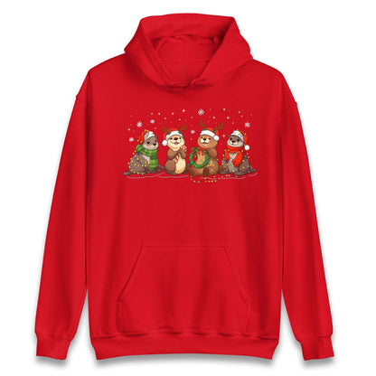Holiday Otters Festive Christmas Jumper, Xmas Funny Otters Hoodie, Christmas T Shirt