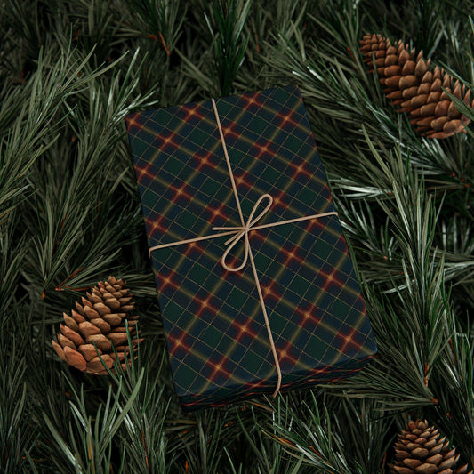 Vintage Tartan Christmas Wrapping Paper Green Tartan Wrapping Paper Roll for Christmas Holidays, Festive Gift Wrap, Xmas Present Paper