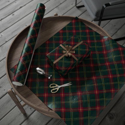 Vintage Green Tartan Christmas Wrapping Paper Roll, Elegant Holiday Gift Wrap, Classic Seasonal Gift Wrap, Luxury Christmas Paper