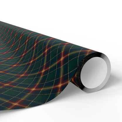 Vintage Tartan Christmas Wrapping Paper Green Tartan Wrapping Paper Roll for Christmas Holidays, Festive Gift Wrap, Xmas Present Paper