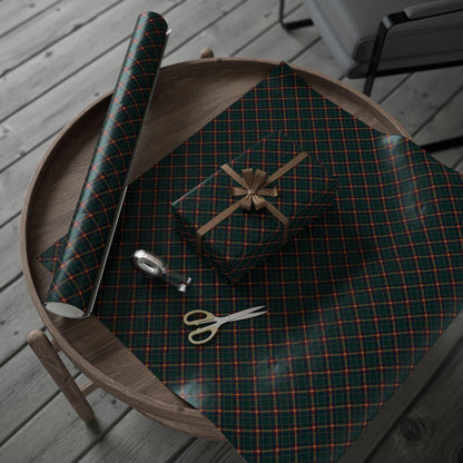 Vintage Tartan Christmas Wrapping Paper Green Tartan Wrapping Paper Roll for Christmas Holidays, Festive Gift Wrap, Xmas Present Paper