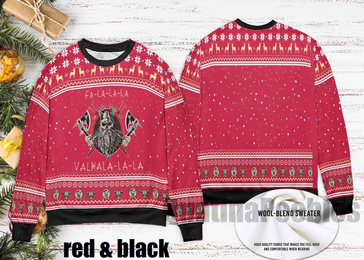 Viking Valhalla Ship Ugly Christmas Sweater, Fa La La Valhalla Holiday Ugly Sweater, Viking  Ugly Sweater Xmas, Gift For Men Women,