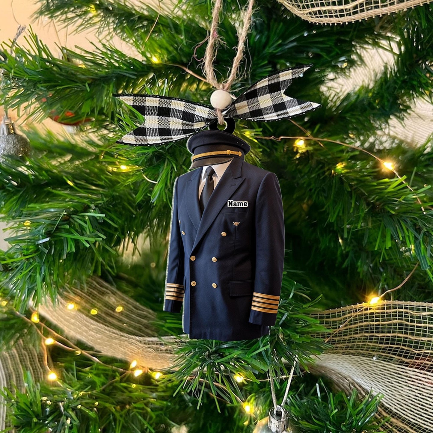 Custom Name Pilot Uniform Christmas Ornament, Pilot Ornament, Christmas Gift For Pilot, Pilot Flight Ornament Gift, Pilot Accessories