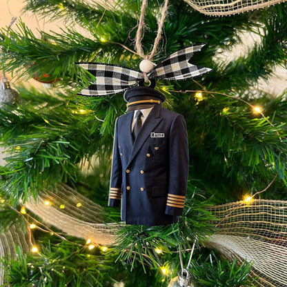 Custom Name Pilot Uniform Christmas Ornament, Pilot Ornament, Christmas Gift For Pilot, Pilot Flight Ornament Gift, Pilot Accessories