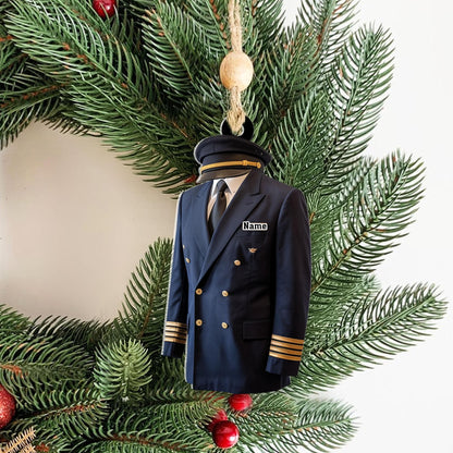 Custom Name Pilot Uniform Christmas Ornament, Pilot Ornament, Christmas Gift For Pilot, Pilot Flight Ornament Gift, Pilot Accessories