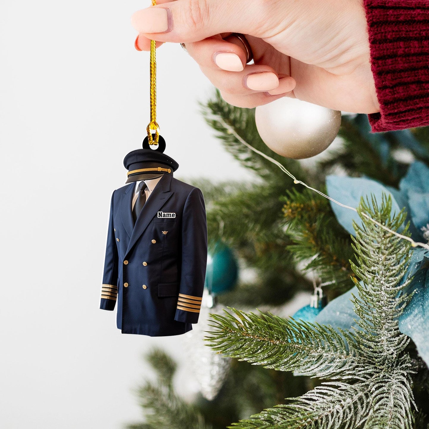 Custom Name Pilot Uniform Christmas Ornament, Pilot Ornament, Christmas Gift For Pilot, Pilot Flight Ornament Gift, Pilot Accessories