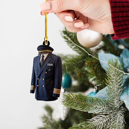 Custom Name Pilot Uniform Christmas Ornament, Pilot Ornament, Christmas Gift For Pilot, Pilot Flight Ornament Gift, Pilot Accessories
