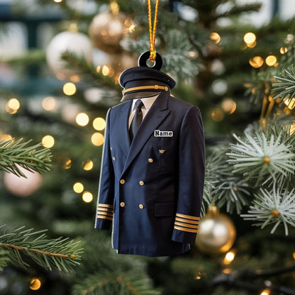 Custom Name Pilot Uniform Christmas Ornament, Pilot Ornament, Christmas Gift For Pilot, Pilot Flight Ornament Gift, Pilot Accessories