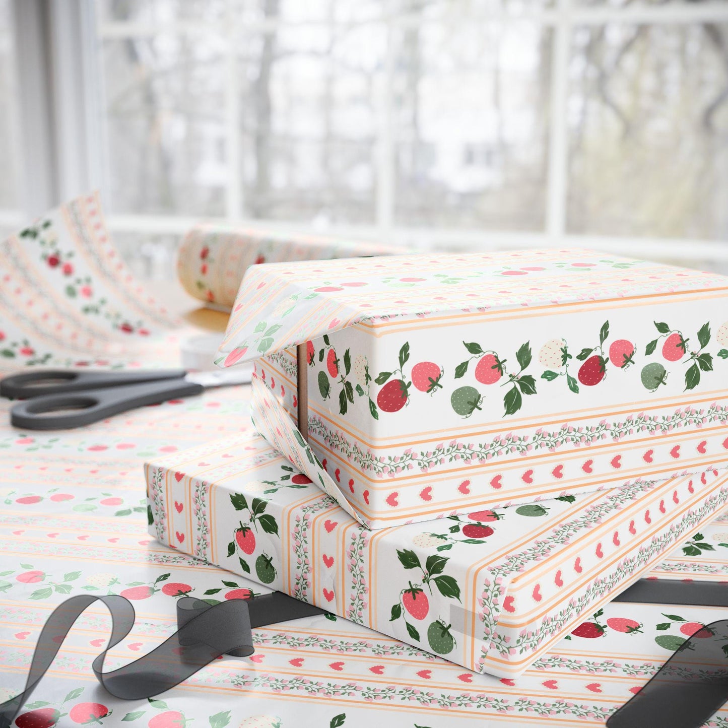 Pink Berry Wrapping Paper: Preppy Girly Gift Wrap