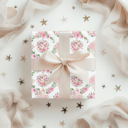 Soft Pink Floral Wrapping Paper: Coquette Preppy Gift Wrap