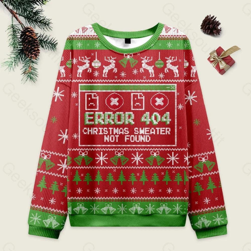 Error 404 Funny Xmas Not Found Ugly Christmas Sweater, Christmas Programmer Shirt, Computer Nerd Shirt, Ugly Christmas Sweater