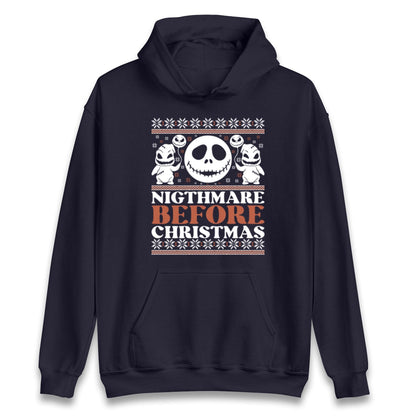 Nightmare Before Christmas Jumper, Halloween Xmas Tee, Jack Skellington Funny Holiday Top, Spooky Festive Gift Unisex Sweatshirt