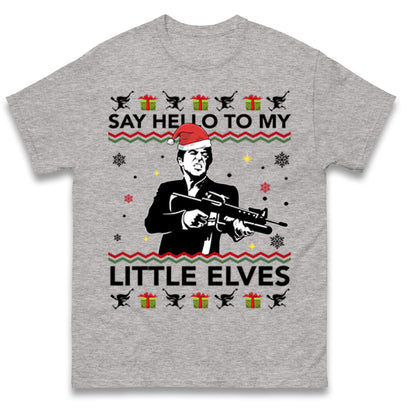 Say Hello To My Little Elves Jumper, Funny Scarface Xmas Hoodie, Cool Retro Christmas T Shirt, Humorous Holiday Movie Gift Sweatshirt