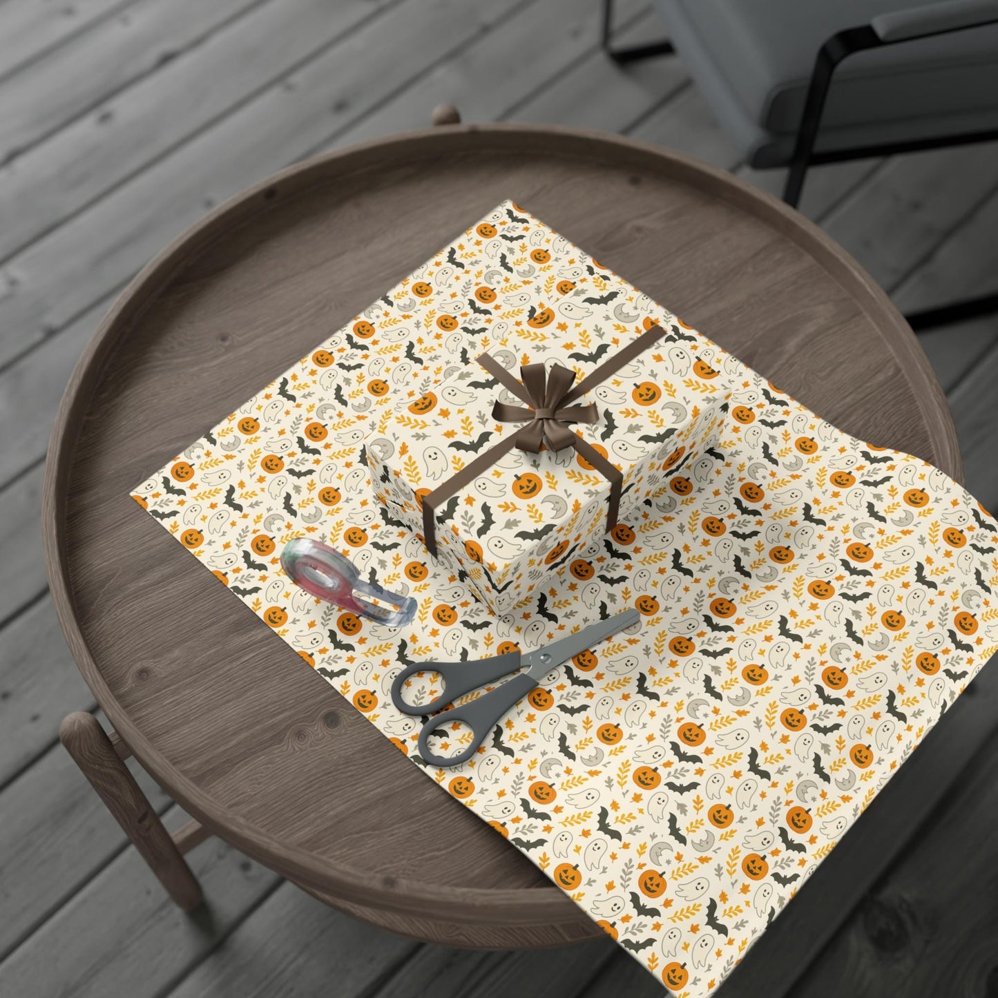 Gift Wrap Papers, Halloween Gift Wrap, Festive Wrapping Paper, Spooky Present Wrap, Cute Halloween Pattern, Gift Packaging