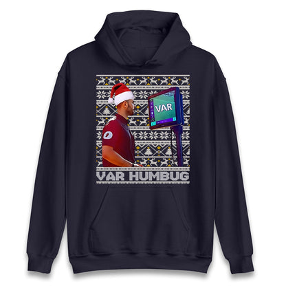 Funny VAR Humbug Christmas Jumper, Ugly Xmas Football Referee Hoodie, Spoof Soccer Fan T Shirt, Humorous Festive Gift Sweatshirt