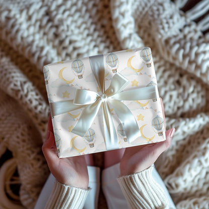 Hot Air Balloon Wrapping Paper: Whimsical Watercolor Gift Wrap