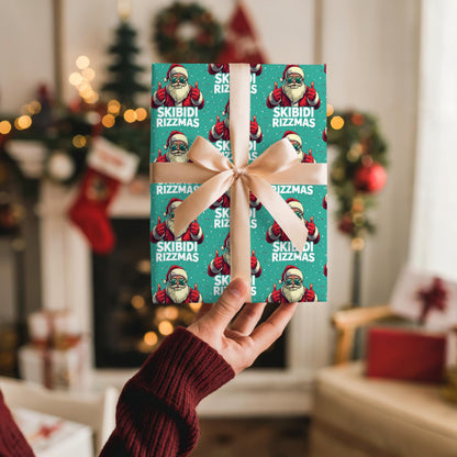 Skibidi Rizzmas Santa Wrapping Paper - Funny Christmas Gift Wrap