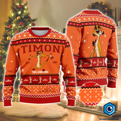Timon The Lion King Ugly Christmas Sweater, Lion King Characters Shirt, Animal Kingdom Hakuna Matata Ugly Xmas Sweater
