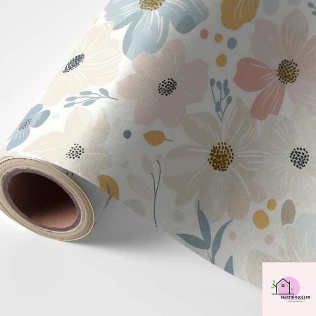 Pastel Wildflower Wrapping Paper: Elegant Botanical Print, Eco Friendly