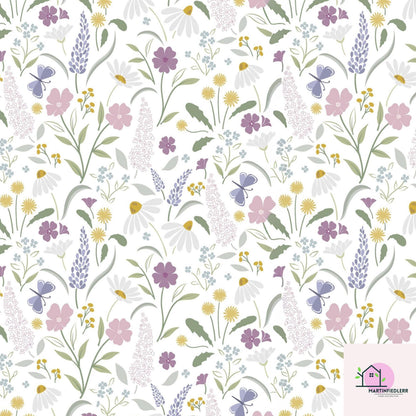 Wildflower Meadow Wrapping Paper: Pastel Floral Print, Eco-Friendly