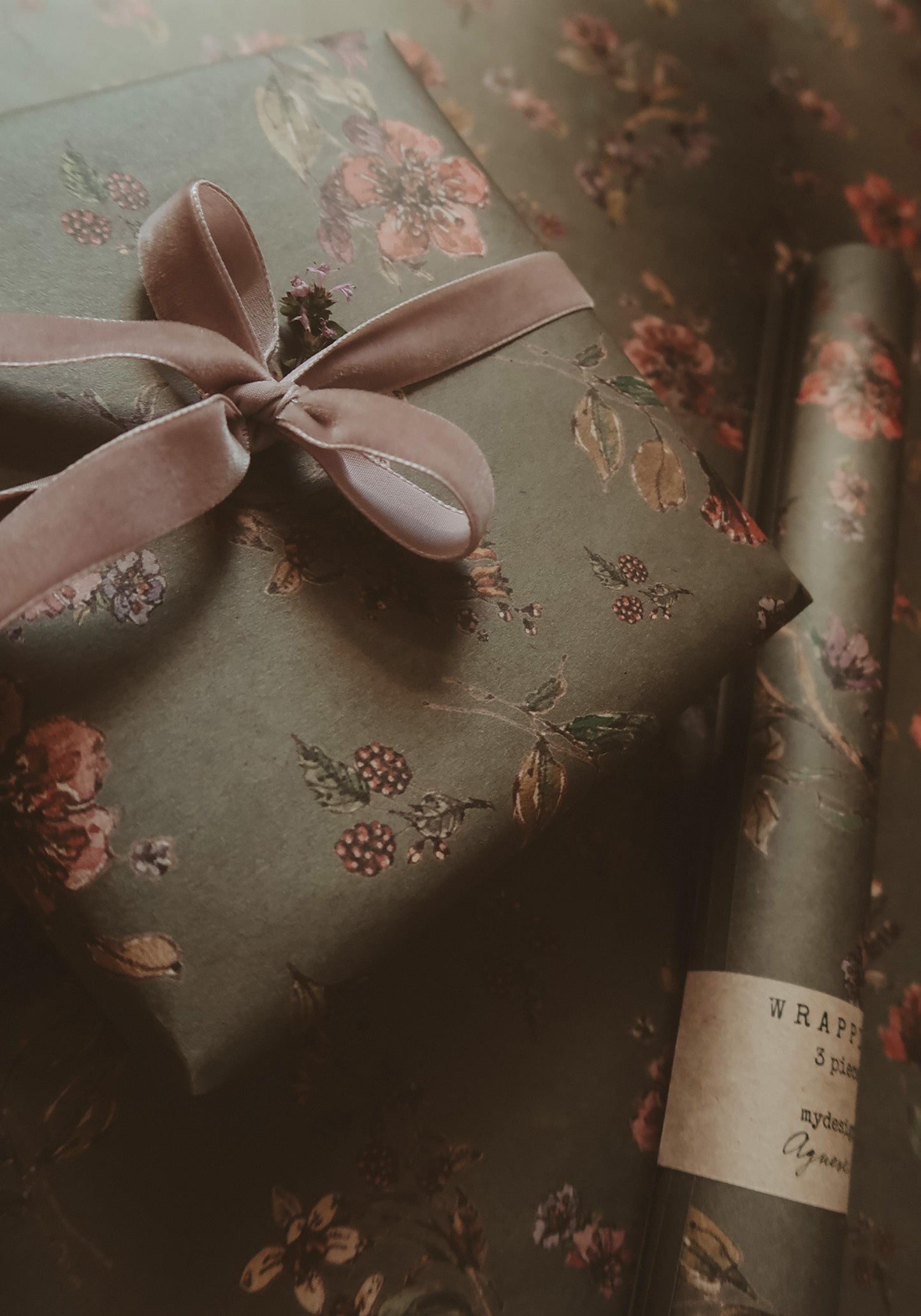 Flowers on dark gray kraft recycled wrapping paper,Gift Wrap,gift wrapping paper,recycled Wrapping paper,gift paper,floral wrapping paper