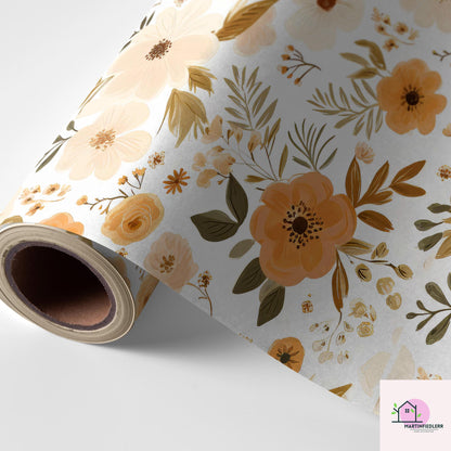Rustic Floral Wrapping Paper: Compostable Mulberry Paper for Autumn Weddings