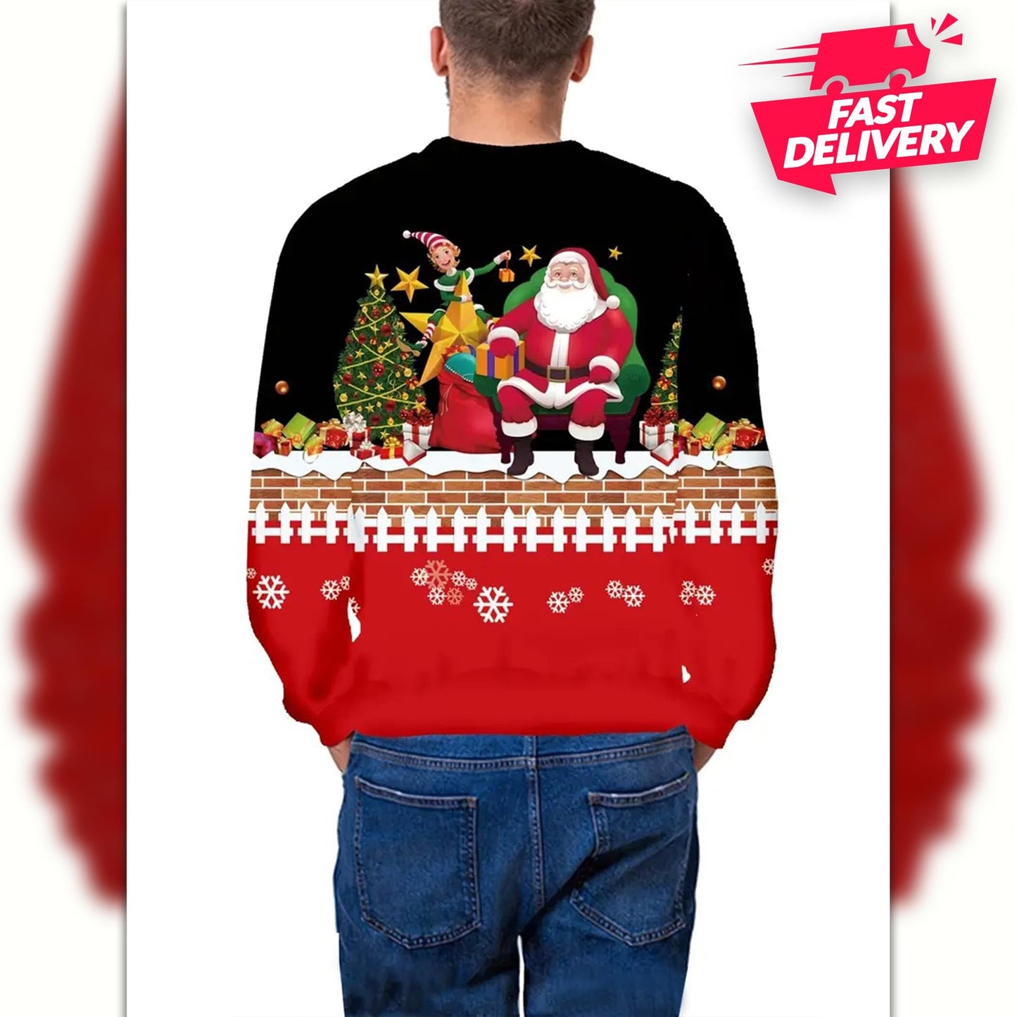 Funny Santa Costume Sweatshirt, Christmas Ugly Shirt, Santa Man Shirt, Family Matching Outfit, Friends Party, Hoodie Christmas Gifts