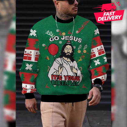 Funny Ugly Christmas Sweatshirt, Jesus Birthday Christmas Ugly Shirt, Family Matching Outfit, Friends Party, Hoodie Christmas Gifts