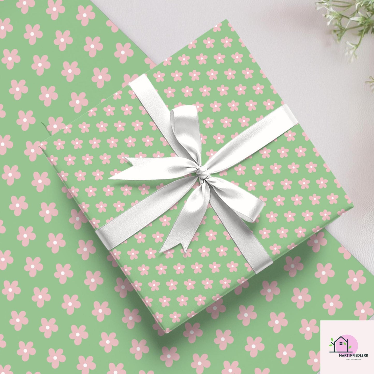 Retro Floral Pastel Meadow Wrapping Paper: Recycled Soft Paper